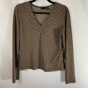 Xhilaration Women's Long Sleeve Black Gold Blouse